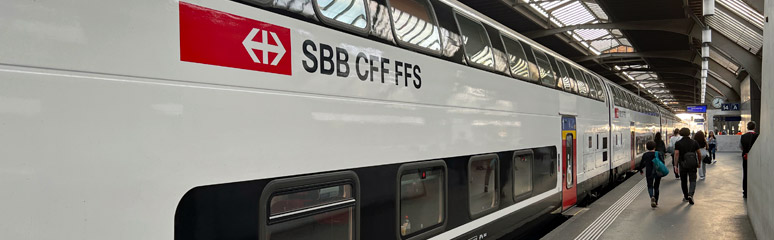 Double-deck Swiss InterCity train