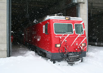 The Glacier Express train about to leave Zermatt...
