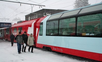 The Glacier Express train at Andermatt...