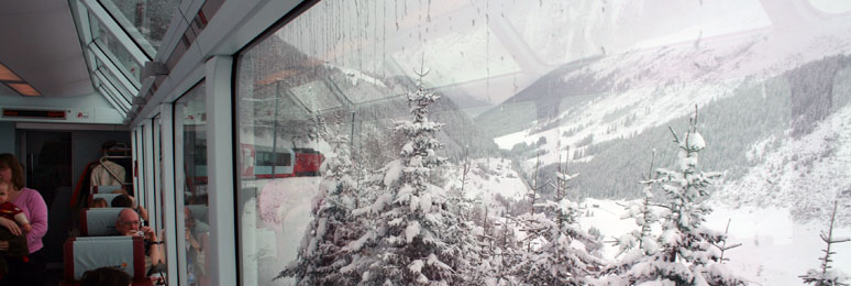Scenery seen from the Glacier Express in winter...
