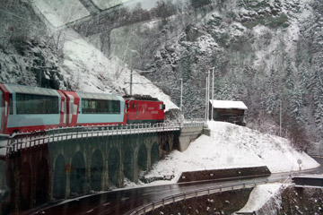 Scenery seen from the Glacier Express in winter...