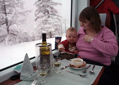 Lunch on the Glacier Express, served at your seat...