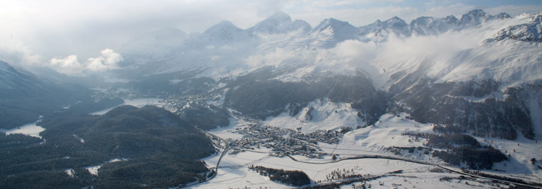 View over St Moritz from the Hotel Muottas Muragl
