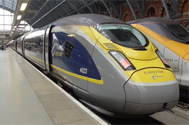 A Eurostar at St Pancras International...