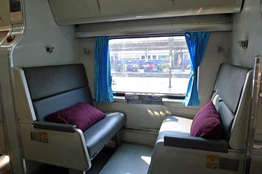 2nd class sleeper on a Thai train, in daytime mode.