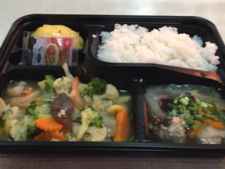 Food in the restaurant car on a Thai train