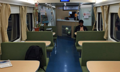 Restaurant car on Chinese-built Thai train