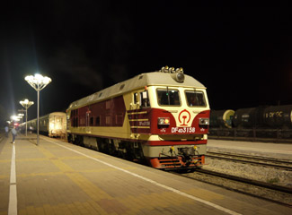 Chinese locomotive attached at Erlan