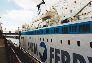 Boarding the SNCM ferry from Marseille to Tunis