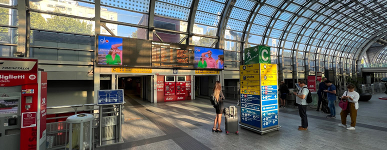 Inside Turin Porta Susa station