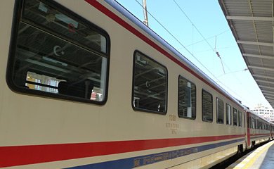 A modern TVS2000 train at Istanbul Haydarpasa