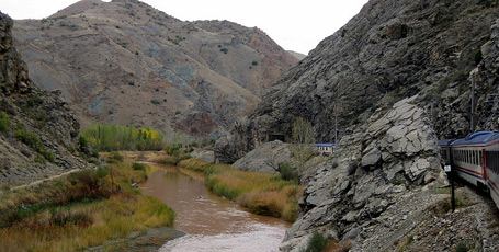 Taking the train to eastern Turkey:  The Dogu Express alongside the Euphrates river