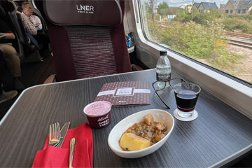 Complimentary light meal on an LNER train from London to Edinburgh