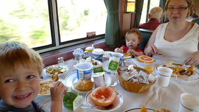 Breakfast on the New York to Chicago train.