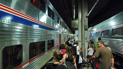 Amtrak's California Zephyr boarding in Chicago.