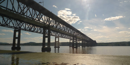 Bridges over the Hudson, seen from the Lake Shore Limited to Chicago.