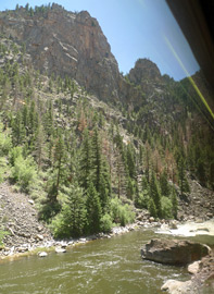 Scenery in the Colorado canyons seen from the California Zephyr