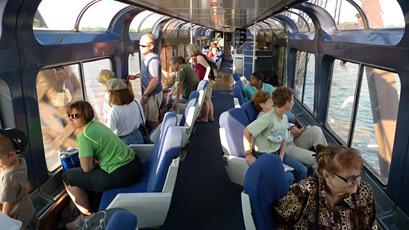 Amtrak's California Zephyr crosses the Mississippi.