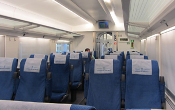 Economy class seats on the Afrosiyob train