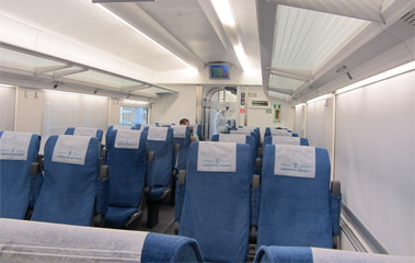 Economy class seats on the Afrosiyob train