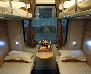 4-berth sleeper in the private Livitrans sleeping-car from Hanoi to Hue & Danang