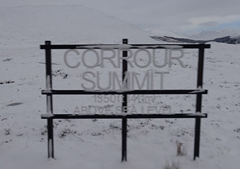 Sign marking Corrour summit