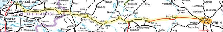 Amsterdam to Berlin train route map