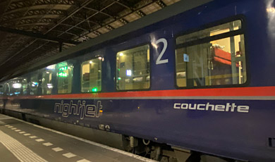 Couchette car on Amsterdam-Vienna sleeper