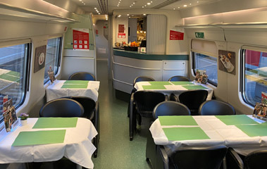 Restaurant car on a Zurich to Munich Astoro train