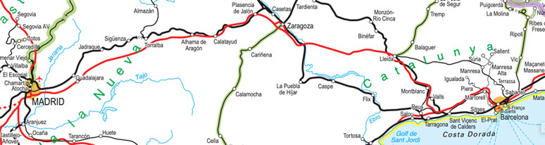 Madrid to Barcelona train route map