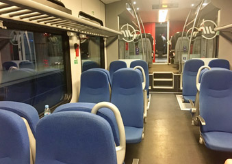 Seating on the Serbian electric train, Belgrade-Nis