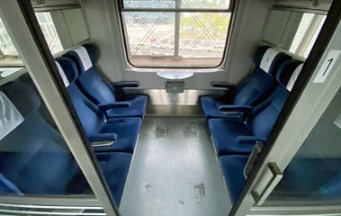 1st class compartment on a Berlin to Warsaw train.