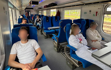 1st class compartment on a Berlin to Warsaw train.