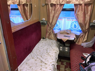 A 2-berth 1st class sleeper on the bucharest to Chisinau train
