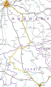 Budapest to Belgrade train route map