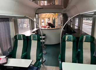 Bar car on the Budapest-Bucharest train