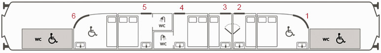 Berth numbering layout, Caledonian Sleeper accessible sleeping-car