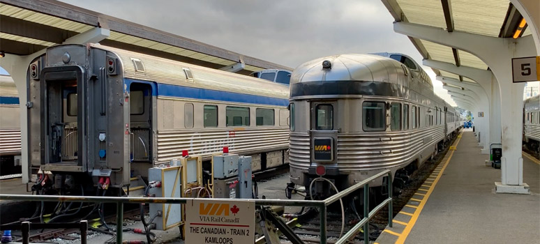 VIA Rail train 1, the Canadian, arrived at Vancouver