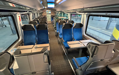 2nd class seats on a Prague to Cheb Interjet train