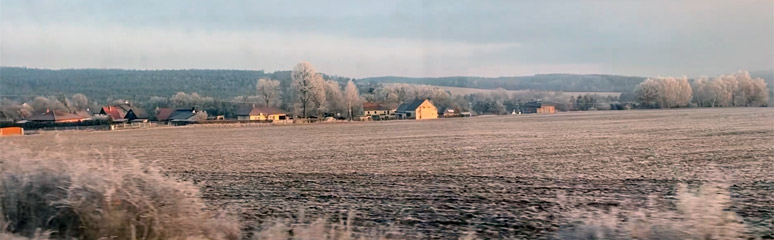 Frosty morning scenery from the Prague to Cheb train