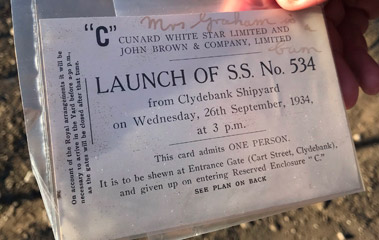 Invitation to the launch of 534 - the RMS Queen Mary