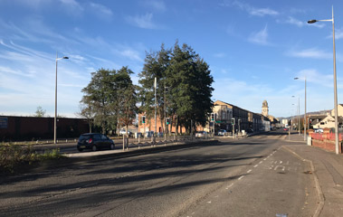 Main road with entrance to John Brown's shipyard, Clydebank