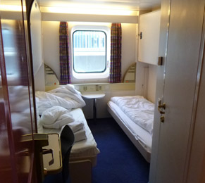 Standard cabin on the ferry from Copenhagen to Oslo