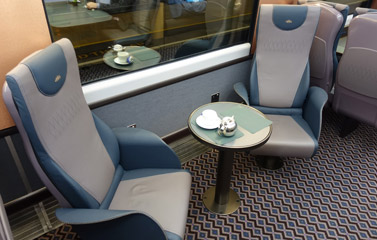 Table for two in the lounge on Night Riviera sleeper 