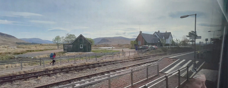 The sleeper passes Corrour station