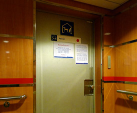 Secure door to the kennels on the ferry