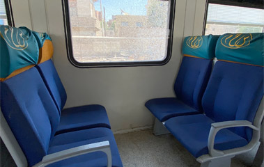 air-conditioned 3rd class seats on a Russian train in Egypt