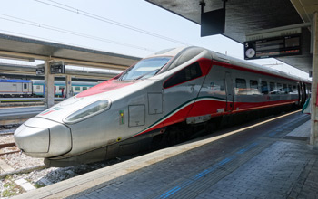 A Frecciarossa train to Florence & Milan at Rome Stazione Termini