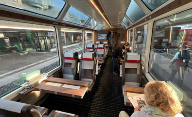 First class seats on the Glacier Express