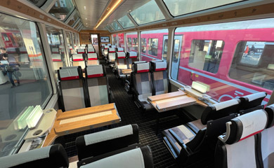 First class seats on the Glacier Express